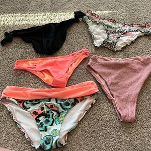 BUNDLE 5 bikini bottoms 3 XS, 2 S. 3 from Victoria’s Secret, 1 from LULU’s